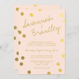 Handgeschriebene Typografie Gold Foil Confetti Wed Einladung