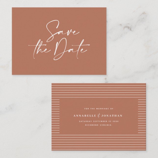 handgeschriebene Typografie-Hochzeitsankündigung Mitteilungskarte (Vorne/Hinten)