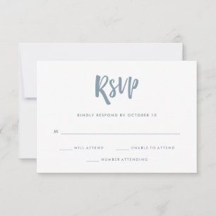 Handgeschriebene und moderne   staubige blaue RSVP karte