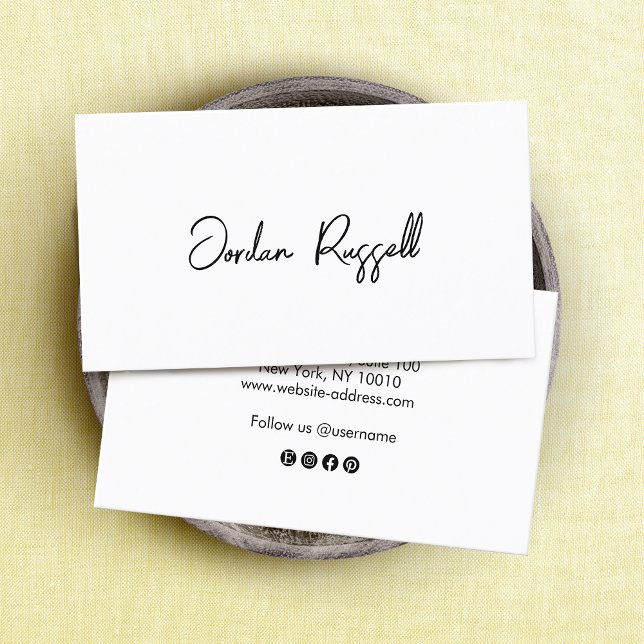 Handgeschriebene Unterschrift Skript Schwarz und W Visitenkarte (Von Creator hochgeladen)