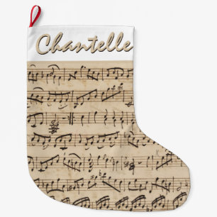 Handgeschriebene Vintage-Notenblätter Weihnachten Großer Weihnachtsstrumpf