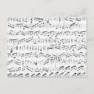 Handgeschriebene Vintage-Notenblätter Weiß Postkarte