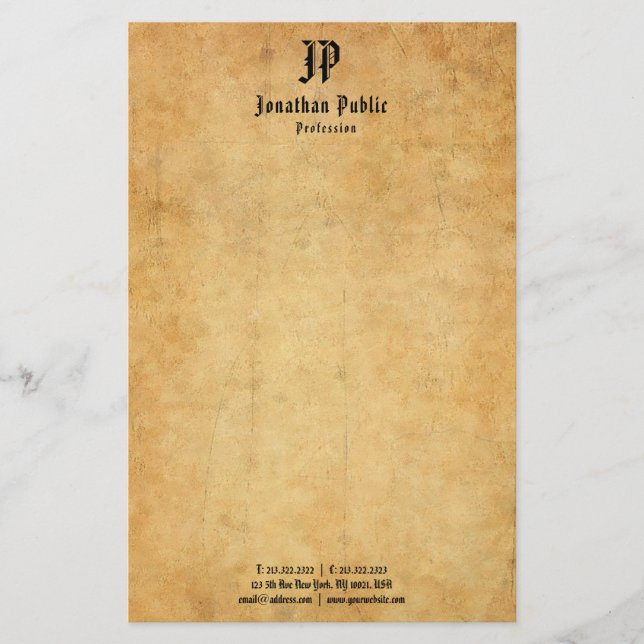 Handgeschriebene Vorlage für ein Monogramm, Vintag Briefpapier (Vorderseite)