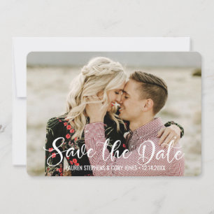 Handgeschriebene weiße und schwarze Schrift Save The Date