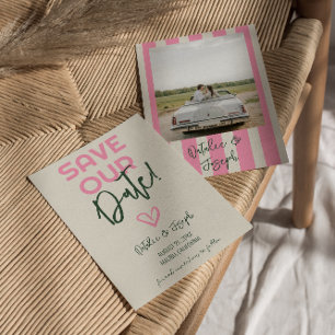 Handgeschriebene Whimsical Pastel Summer Foto Hoch Save The Date