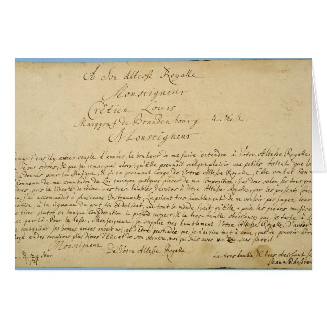 Handgeschriebene Widmung 'Brandenburger Konzerte (Vorderseite (Horizontal))