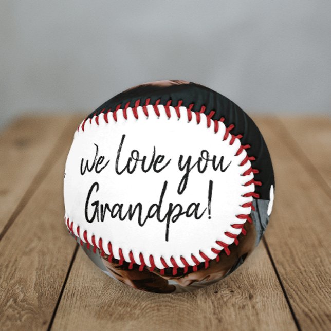 Handgeschriebene Wir Liebe Sie Opa 2 FotoCollage Baseball (A great gift for grandpa with handwritten we love you and 2 photo collage. )
