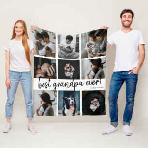 Handgeschriebener 'Bester Opa ever' 9-Foto-Collage Fleecedecke
