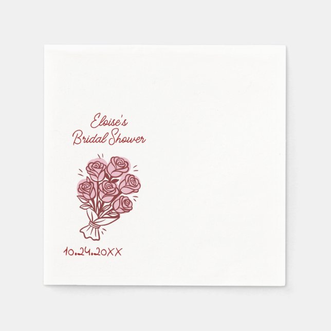 Handgeschriebener Blumenstrauß Brautparty Serviette (Vorderseite)