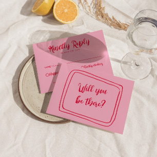 Handgeschriebener Blush Retro Fett Einzigartige Ho RSVP Karte