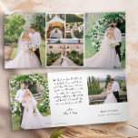 Handgeschriebener Dank mit Hochzeiten-Fotos Dreifach Gefaltete Karte<br><div class="desc">Dreifach-Wedding Foto Dankeschön-Karte mit handgeschriebenem Stil Typografie. Die Vorlage ist Set für Sie, um 7 Hochzeitsfeiern Fotos, Ihr Dankeschön Nachricht, den Namen der Braut und Bräutigam, Hochzeitstag und Ort. Ihre Fotos werden in Portrait- und Landschaftsformaten mit einer Foto-Collage angezeigt. Einfach, modern und elegant, mit viel Gelegenheit, Fotos der Braut und...</div>