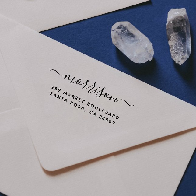 Handgeschriebener Familienname und Rücksendeadress Gummistempel (Von Creator hochgeladen)