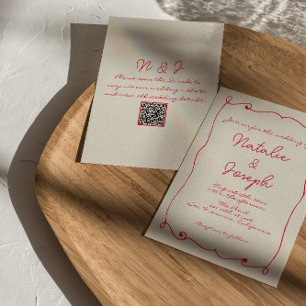 Handgeschriebener farbenfroher Retro-Spaß-QR-Code Einladung