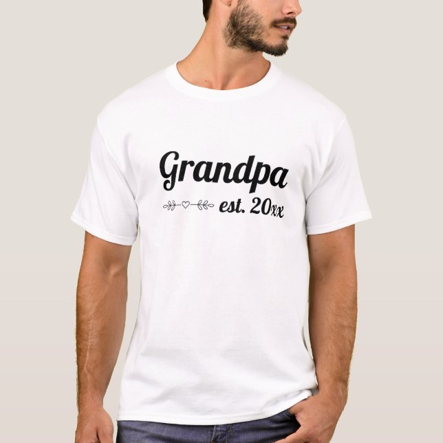 Handgeschriebener Großvater Jahr T-Shirt (Vorderseite)