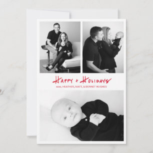 Handgeschriebener Happy + Feiertage Multi Foto Car Feiertagskarte