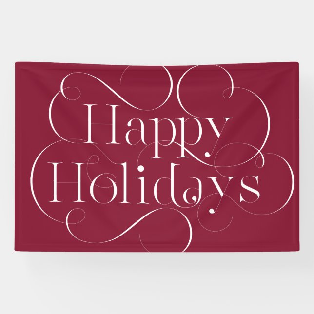 Handgeschriebener Happy Holidays Text mit Schnörke Banner (Horizontal)