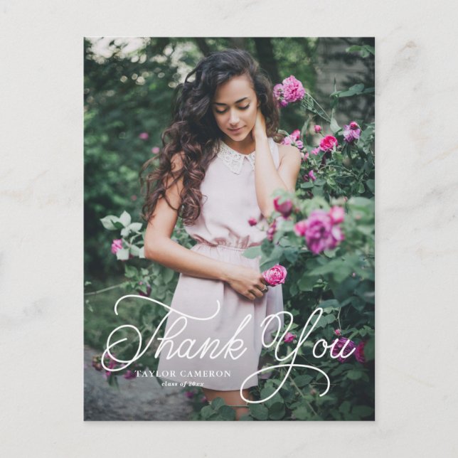 Handgeschriebener Kalligraphie-Abschluss Vielen Da Postkarte (Vorderseite)