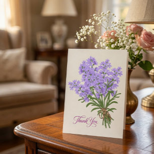 Handgeschriebener Lavendel-Blumenstrauß gefaltet Dankeskarte