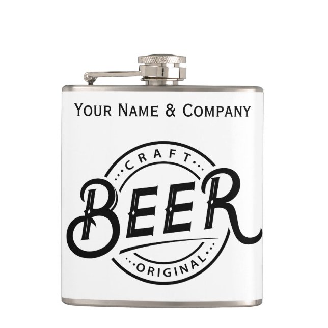 Handgeschriebener Logo-Bierkolben Flachmann (Vorderseite)
