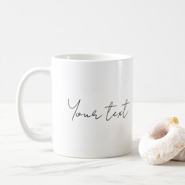 Handgeschriebener Minimalistischer Vorlagenname Kaffeetasse (Mit Donut)