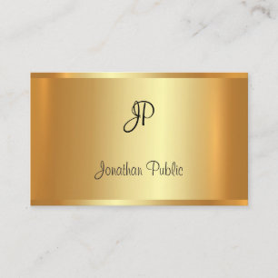 Handgeschriebener Mit Monogramm Glamour Gold Look Visitenkarte