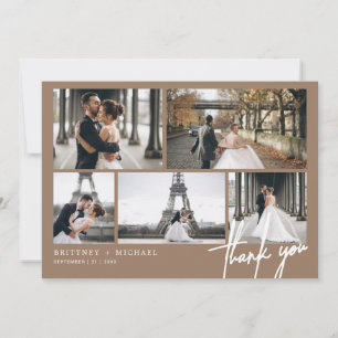 Handgeschriebener moderner Fotocollage Tan Dankeskarte