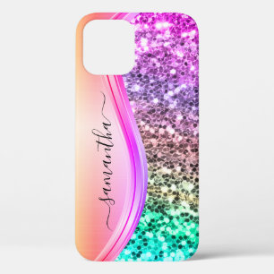 Handgeschriebener Monogram-Irisierender Glitzer-Sh Case-Mate iPhone Hülle