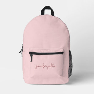 Handgeschriebener Name Blush Pink Solid Color Femi Bedruckter Rucksack