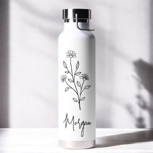 Handgeschriebener Name Floral Bachelorette Bridal Trinkflasche