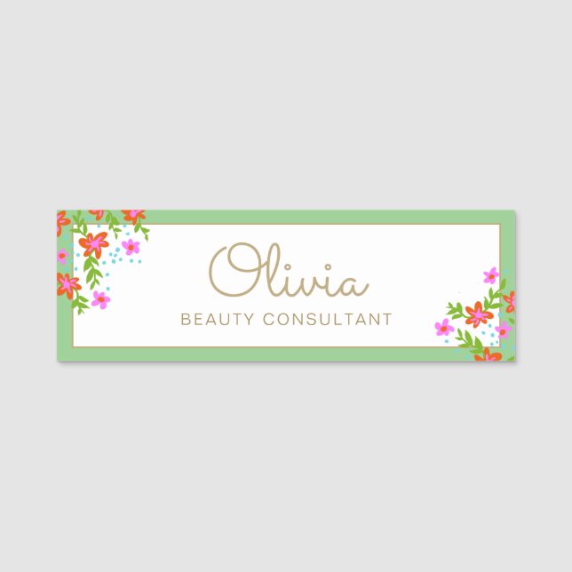 Handgeschriebener Name für Skriptfloral Namensschild (Vorderseite)