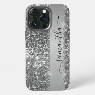 Handgeschriebener Name Graphit Diamant Glitter Loo iPhone 13 Pro Hülle