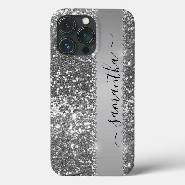 Handgeschriebener Name Graphit Diamond Glitzer Loo Case-Mate iPhone Hülle (Rückseite)