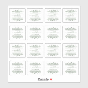 Handgeschriebener Name Grüne botanische Handarbeit Aufkleber