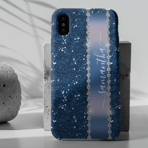 Handgeschriebener Name Navy Blue Diamond Glitzer 1 Case-Mate iPhone Hülle