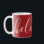 Handgeschriebener Name Persönliche Umarmung Cranbe Kaffeetasse<br><div class="desc">Eine wunderschöne zweifarbige Tasse mit einem individuelle Name in einem modernen,  eleganten Drehbuch-Schriftart. In einer herrlichen Cranberry rot und weiß. Wunderbar als Urlaub,  Geburtstag,  Hauswärme oder Brautmagazin.</div>