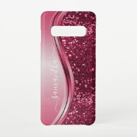 Handgeschriebener Name Pink Girly Metal Glitzer s1