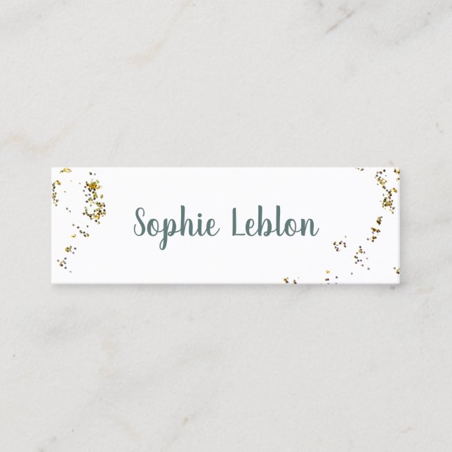 handgeschriebener Name & plattierte Punkte elegant Mini Visitenkarte (Vorderseite)