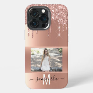 Handgeschriebener Name Rose Gold Metall Glitter Fo iPhone 13 Pro Hülle