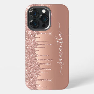 Handgeschriebener Name Rose Gold Metall Glitter Lo iPhone 13 Pro Hülle
