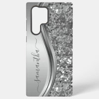Handgeschriebener Name Silber Metall Faux Glitter 