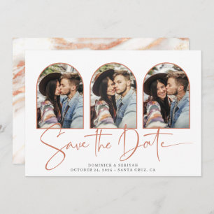 Handgeschriebener Save the Date Rose Gold-Marmorbo