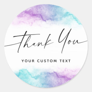 Handgeschriebener Schriftart Dankeschön Aqua lila  Runder Aufkleber