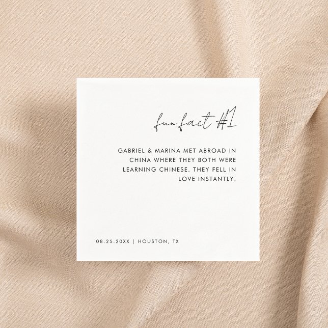 Handgeschriebener Schwarz-Weiß-Spaß-Fakt # 1 Hochz Serviette (Von Creator hochgeladen)