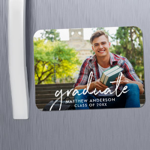 Handgeschriebener Script Graduate Foto Abschluss Magnet