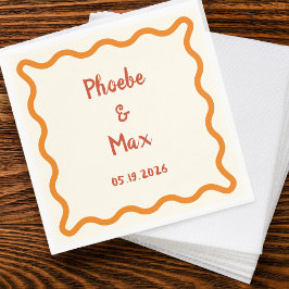 Handgeschriebener Whimsical Wavy Border 70er Weddi Serviette