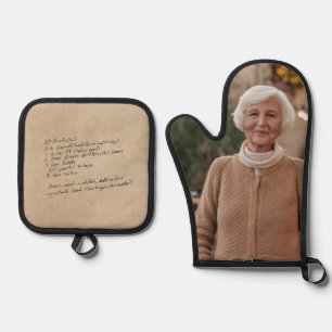 Handgeschriebenes benutzerdefiniertes Rezept Ofenhandschuh & Topflappen-Set