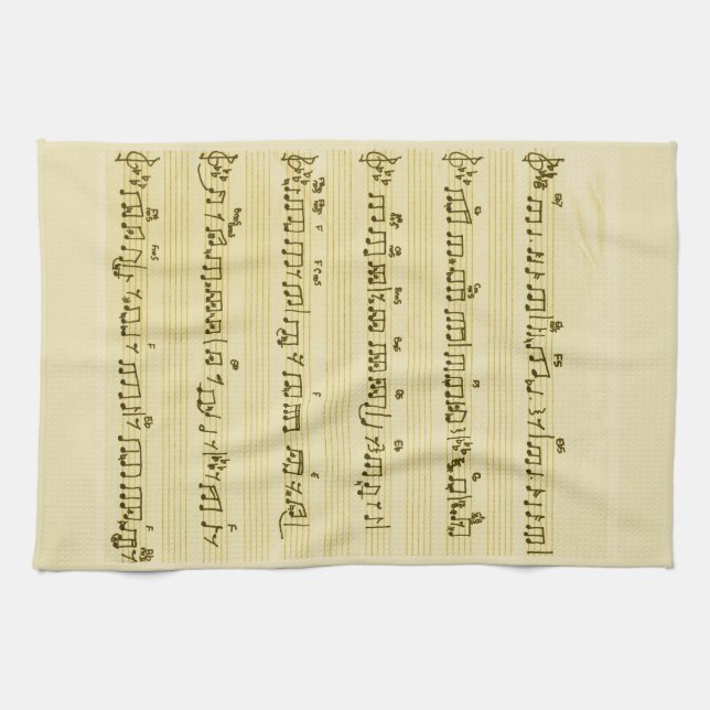 Handgeschriebenes Blatt Musik Song Notes Antique I Geschirrtuch (Horizontal)