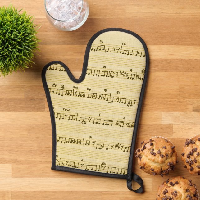 Handgeschriebenes Blatt Musik Song Notes Antique I Ofenhandschuh (Oben unten)