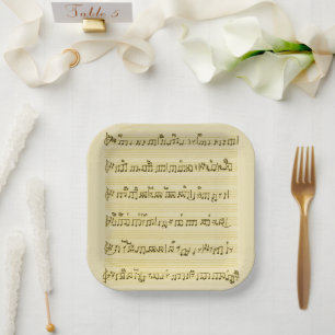 Handgeschriebenes Blatt Musik Song Notes Antique I Pappteller