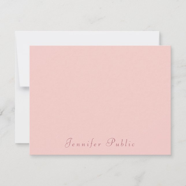 Handgeschriebenes Blush Pink Modernes Template Ele Mitteilungskarte (Vorderseite)
